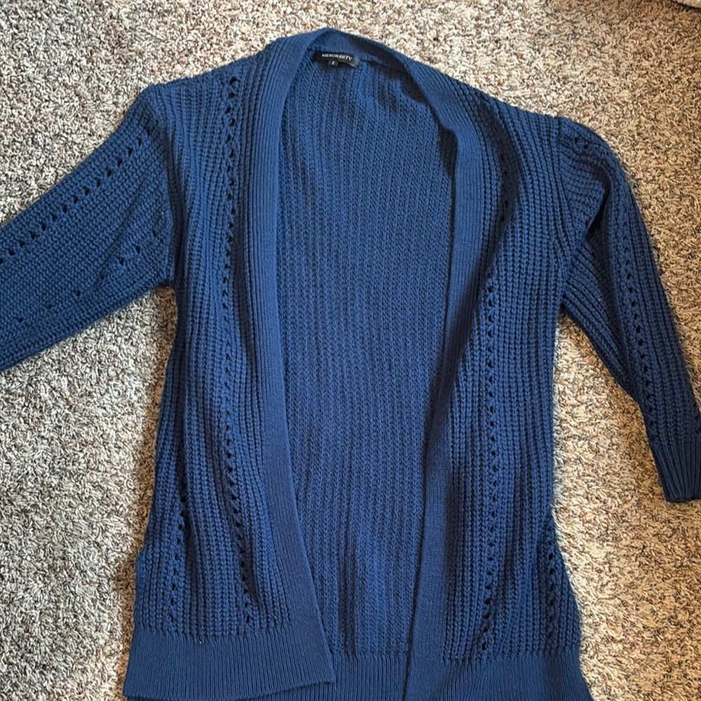 Elegant Navy Open-Front Cardigan